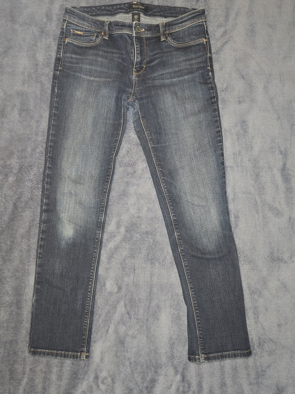 WHBM Slim Ankle Jeans in Dark Blue Denim